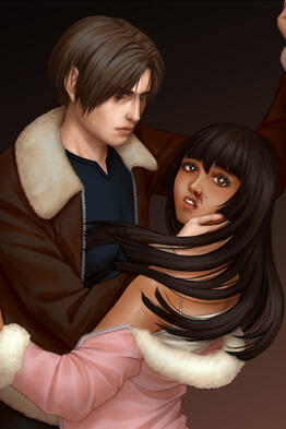 Commissioned portrait of Leon Kennedy and an OC